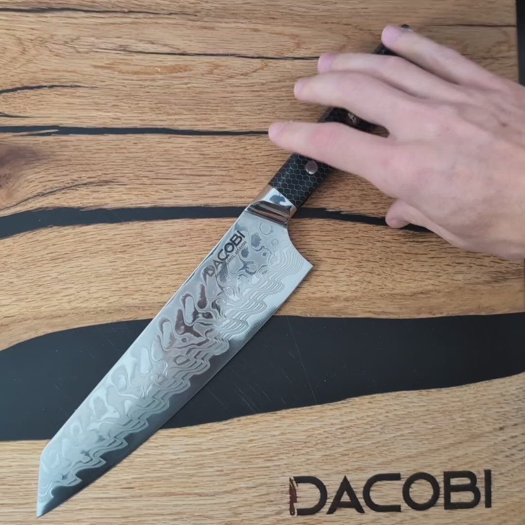 Professzionális Kiritsuke kés, 21cm, damaszkuszi acél C14