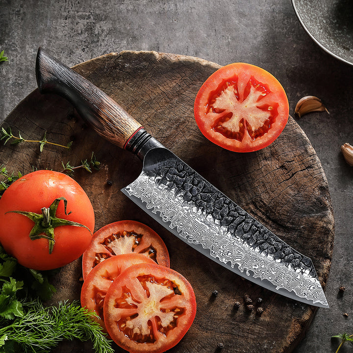 Professzionális Santoku kés, 19 cm, damaszkuszi acél C62