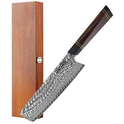 Professzionális Nakiri kés, 18.5 cm, damaszkuszi acél C55 - DACOBI.hu