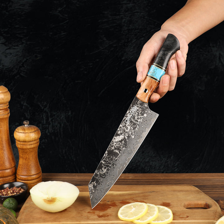 Professzionális Kiritsuke kés, 20.6 cm, damaszkuszi acél C68