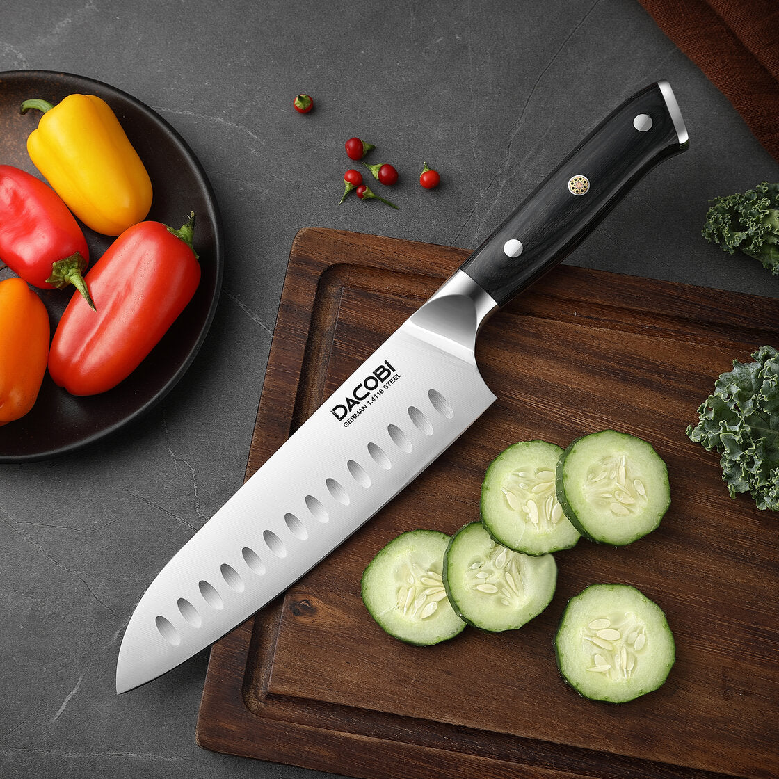 Professzionális Santoku kés, 18 cm, német acél C7 - DACOBI.hu
