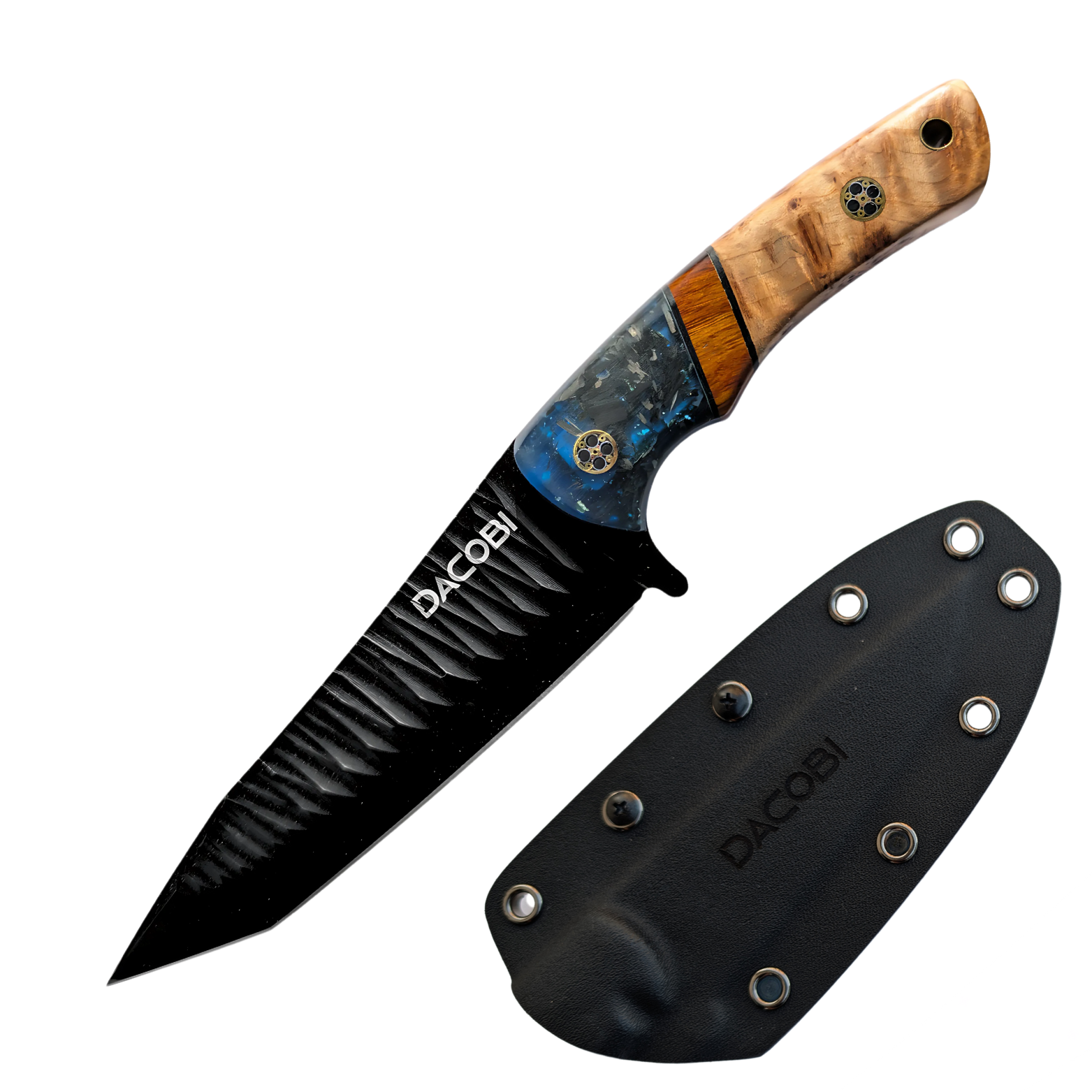 Gran Paradiso kés, acél D2, gyanta fogantyú karbonnal és fával