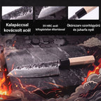 Infografika a Kiritsuke kés jellemzőiről