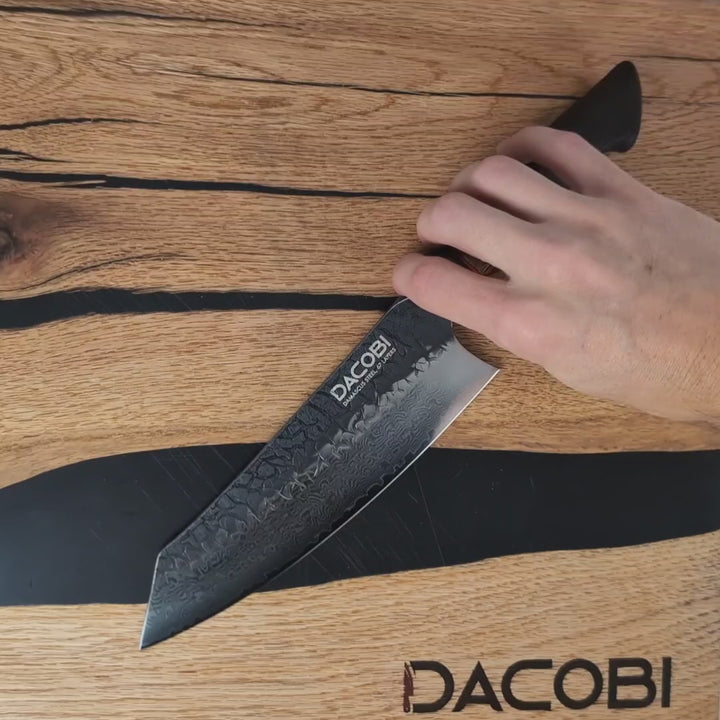 Professzionális Santoku kés, 19 cm, damaszkuszi acél C62
