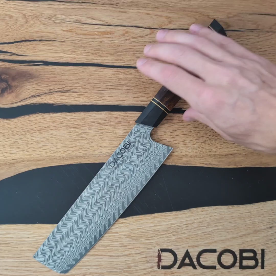Professzionális Nakiri kés, 18.5 cm, damaszkuszi acél C55