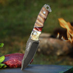 Grizzly kés, acél D2, dió nyél + agancs