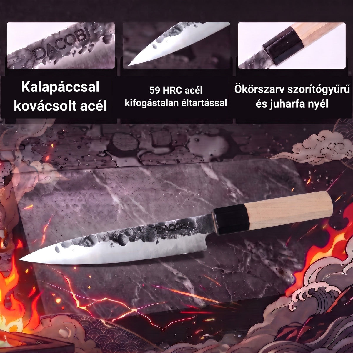 Infografika az univerzális kés jellemzőiről