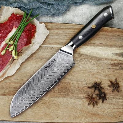 Professzionális Santoku kés, 17cm, damaszkuszi acél C26 - DACOBI.hu