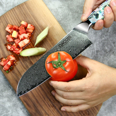 Professzionális Santoku kés, 18cm, damaszkuszi acél C23 - DACOBI.hu