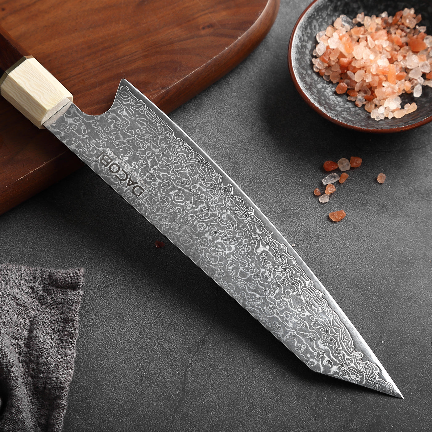 Professzionális Kiritsuke kés, damaszkuszi acél C13, 20.5 cm - DACOBI.hu
