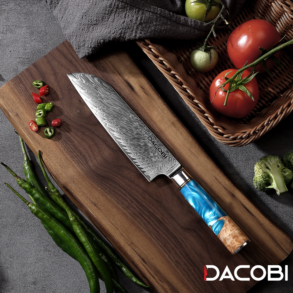 Professzionális santoku kés, damaszkuszi acél C3, 17.7 cm - DACOBI.hu