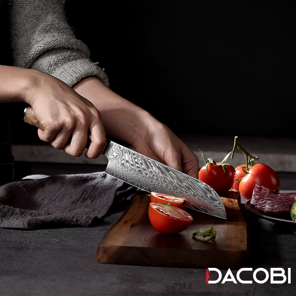 Professzionális santoku kés, damaszkuszi acél C3, 17.7 cm - DACOBI.hu